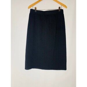 St.John Basics Sz 12 Classic Black Pencil Skirt Santana Knit